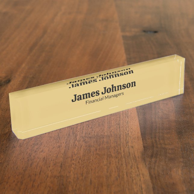 Porte-nom Brushed Gold Retro Bold Serif Desk Name Plate (Taille)