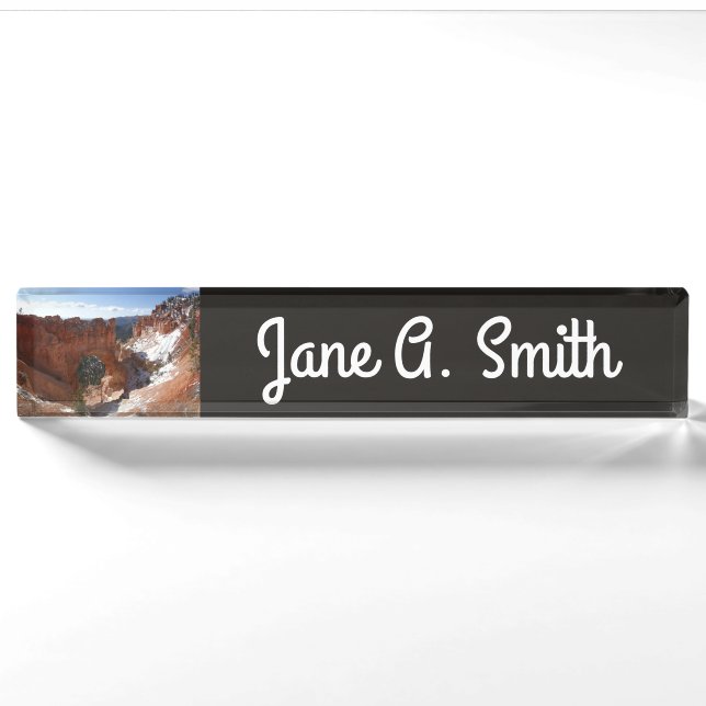 Porte-nom Bryce Canyon Pont naturel Paysage neigeux Photo (Devant)