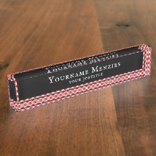Porte-nom Buffalo Plaid Check Rouge Blanc