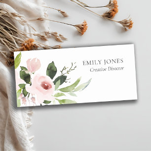 PORTE-NOM BUNCH FLORAL ROSE ROSE BLANC DOUX ET SOBRE À COUL