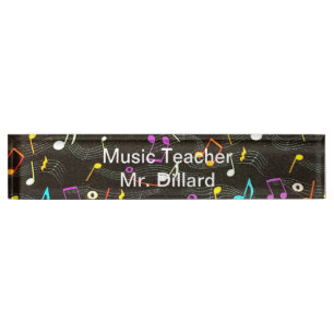 Porte-nom Bureau acrylique de l'enseignant de musique Nom Pl