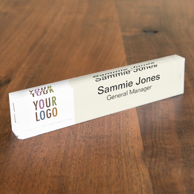 Porte-nom Bureau acrylique Nom Plaque Business Logo Professi (Taille)