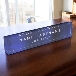 Porte-nom Bureau bleu marine élégant professionnel