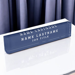 Porte-nom Bureau bleu marine professionnel élégant