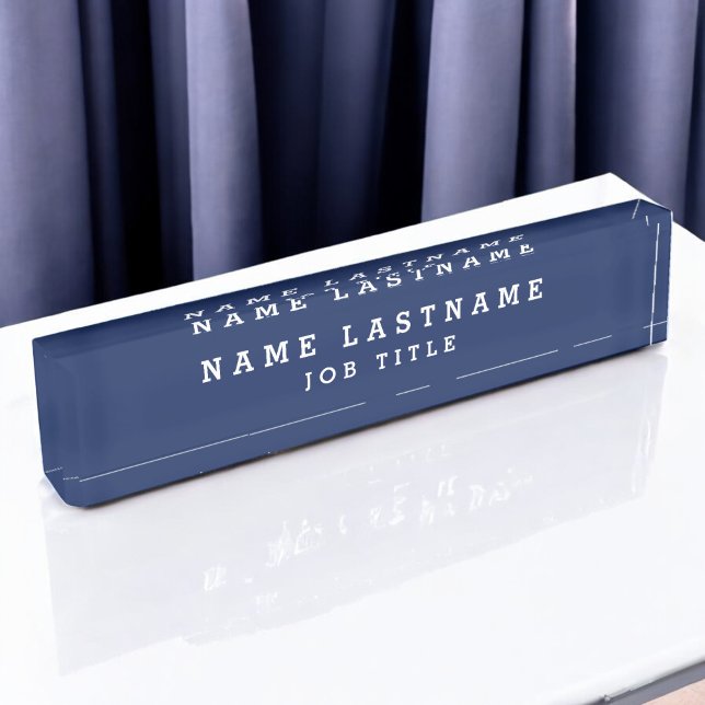 Porte-nom Bureau bleu marine professionnel élégant (Créateur téléchargé)