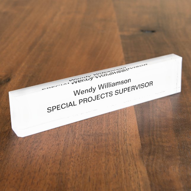 Porte-nom Bureau d'affaires - Noir Texte blanc - Bureau - Pl (Taille)