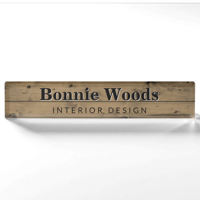 Porte-nom Bureau de douane en bois rustique de dessinateur (Devant)