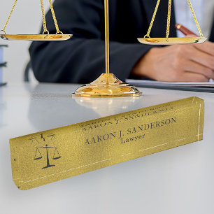 Porte-nom Bureau de l'avocat élégante fausse feuille d'or