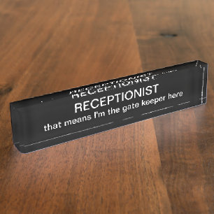 Porte-nom Bureau drôle de réceptionniste