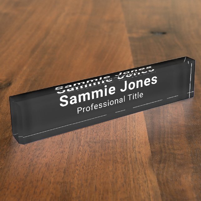 Porte-nom Bureau en acrylique noir Nom Plaque pour entrepris (Taille)