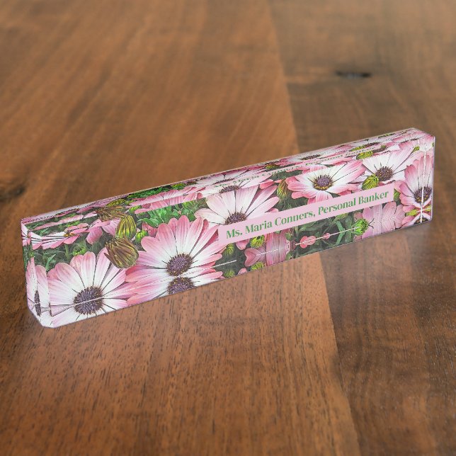 PORTE-NOM BUREAU FLORAL NOM, PERSONNALISABLE (Taille)