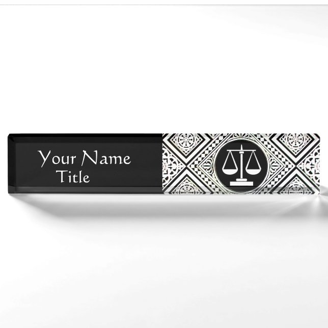 PORTE-NOM BUREAU JURIDIQUE, PROCUREUR BLACK BLACK WHITE DAMA (Devant)