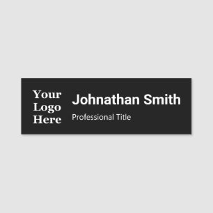 Porte-nom Business Black and White Nom Titre Votre logo ici