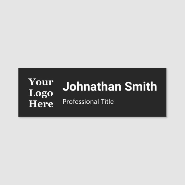 Porte-nom Business Black and White Nom Titre Votre logo ici (Devant)