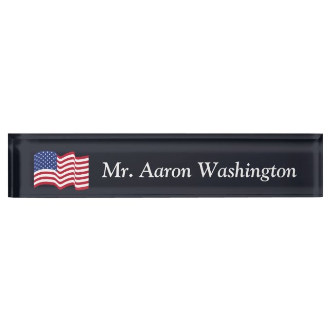 Porte-nom Cadeau personnalisé American Flag Office Desk (Devant)