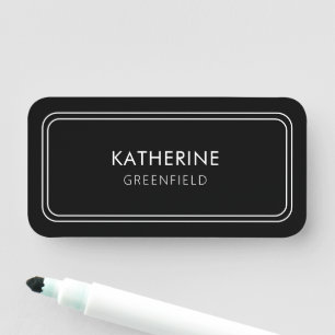 Porte-nom Cadre arrondi Moderne Design Nom Balise Noir