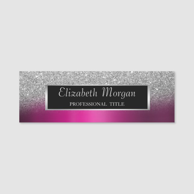 Porte-nom Cadre en argent, Parties scintillant ombre violet  (Devant)