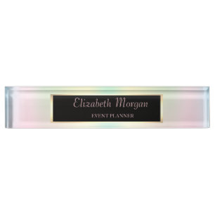 Porte-nom Cadre holographique iridescent élégant et stylé