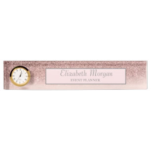 Porte-nom Cadre ombré bokeh paillettes rose gold élégant