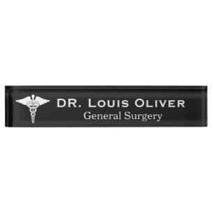 Porte-nom Caducée médical personnalisé Médecin MD Docteur