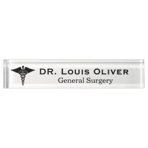 Porte-nom Caducée médical personnalisé Médecin MD Docteur