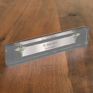 Porte-nom Caduceus Médicale Chrome Holographique 3D