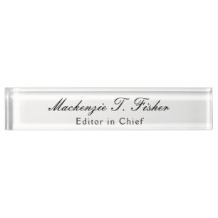 Porte-nom Calligraphie classique Élégante Plaque blanche sim