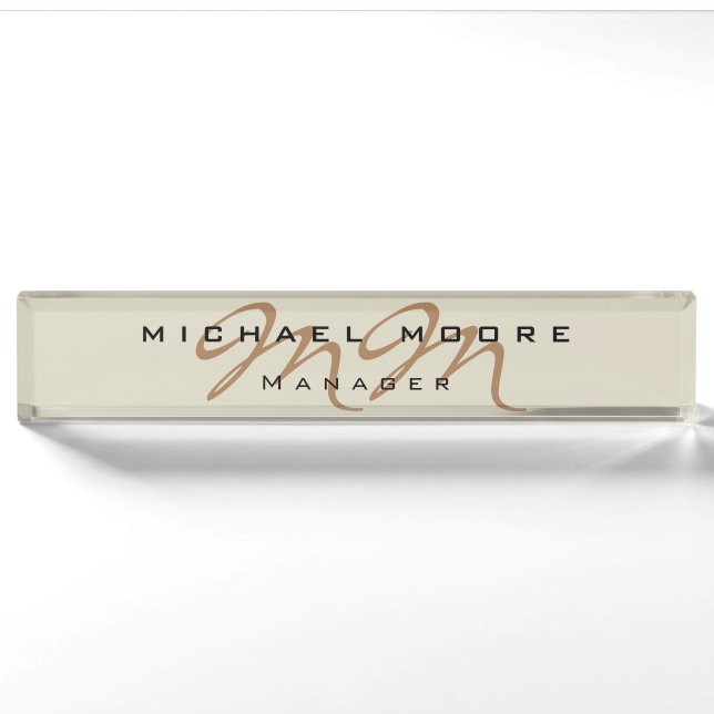 Porte-nom Calligraphie classique Monogramme Pastel Couleur (Devant)