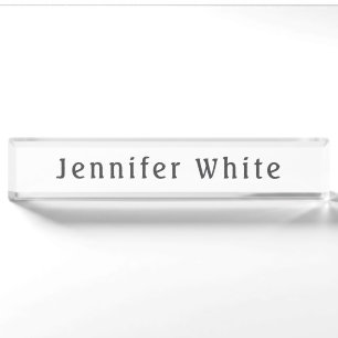 Porte-nom Calligraphie Elégant Retro Grey Nom blanc