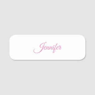 Porte-nom Calligraphie Élégant rose blanc Nom personnalisé