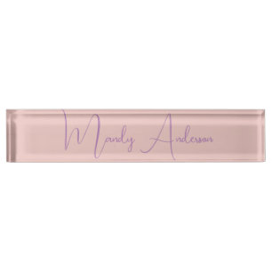 Porte-nom Calligraphie Élégant Rose Or Plaine Nom simple