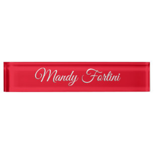 Porte-nom Calligraphie minimaliste élégante de la plaine rou