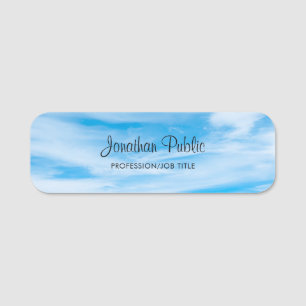 Porte-nom Calligraphie Nom du script Blue Sky Clouds Modèle