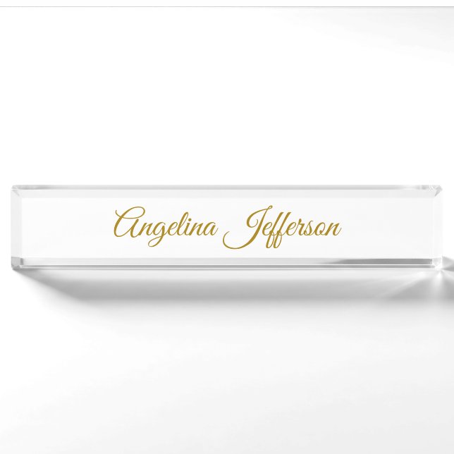 Porte-nom Calligraphie professionnelle Elegant or couleur (Devant)