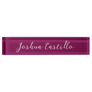 Porte-nom Calligraphie Simple Couleur Vin Professionnel