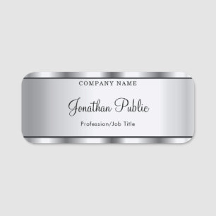 Porte-nom Calligraphy Script Text Silver Template