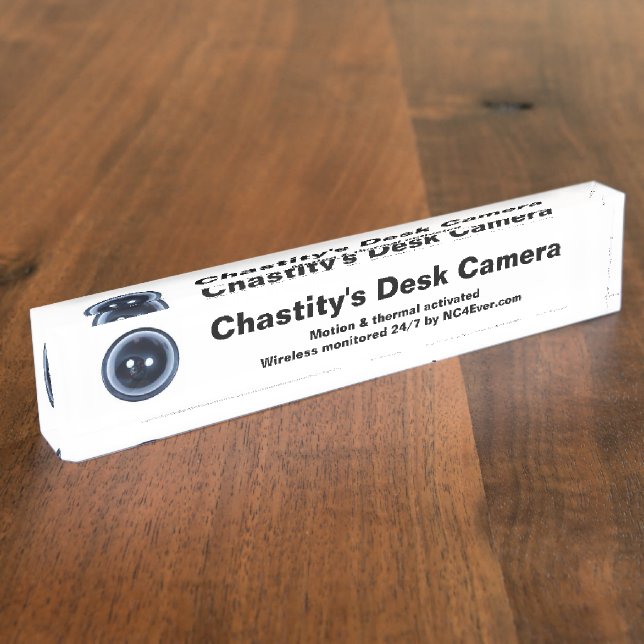 Porte-nom Caméra de bureau de Chastity (Taille)