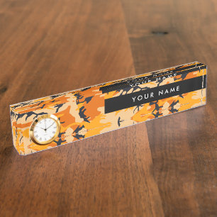Porte-nom Camo orange, Camouflage, Militaire, Armée