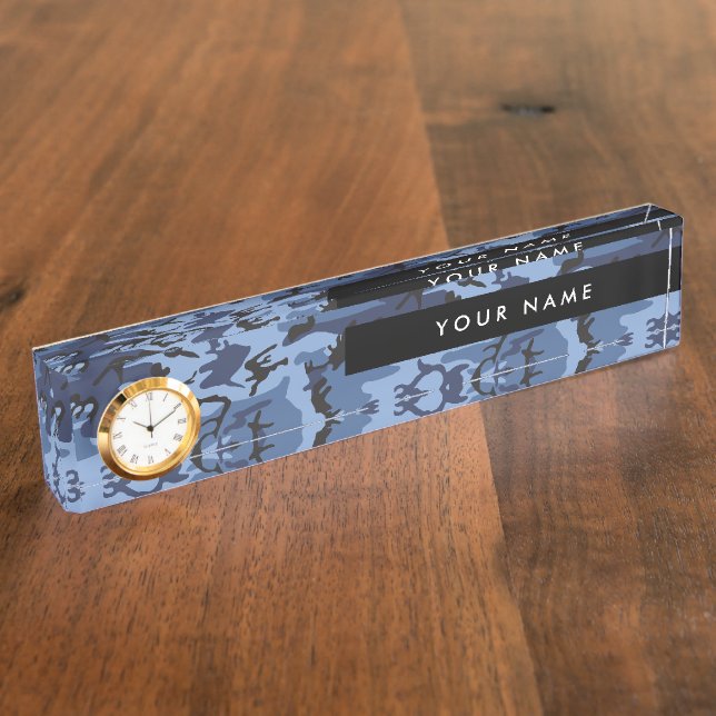 Porte-nom Camouflage bleu marine Votre nom Personnalisez (Taille)