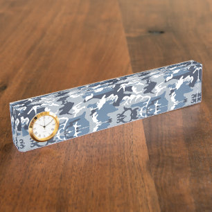 Porte-nom Camouflage neige hivernale bleue, Militaire, Armée