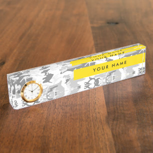 Porte-nom Camouflage neige hivernale grise Personnalisez vot
