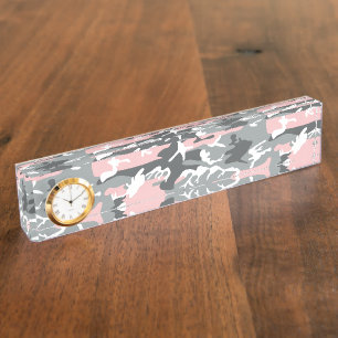 Porte-nom Camouflage rose et gris, Militaire, Armée