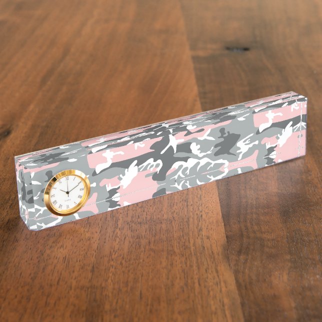 Porte-nom Camouflage rose et gris, Militaire, Armée (Taille)