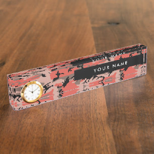 Porte-nom Camouflage rouge et Brown Votre nom Personnalisez