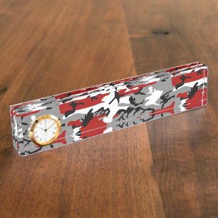 Porte-nom Camouflage rouge et gris, Militaire, Armée