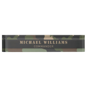 Porte-nom Camouflage Woodland Camo Militaire Kaki Tan Black