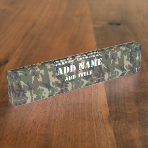 Porte-nom Camouflage Woodland Motif militaire