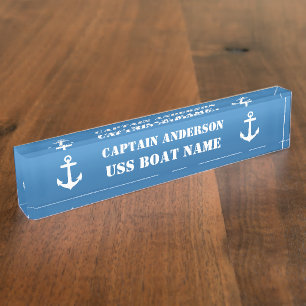Porte-nom Capitaine de Ancre et bateau classique