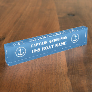 Porte-nom Capitaine et bateau de Ancre marine