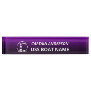 Porte-nom Capitaine et bateau de phare classique